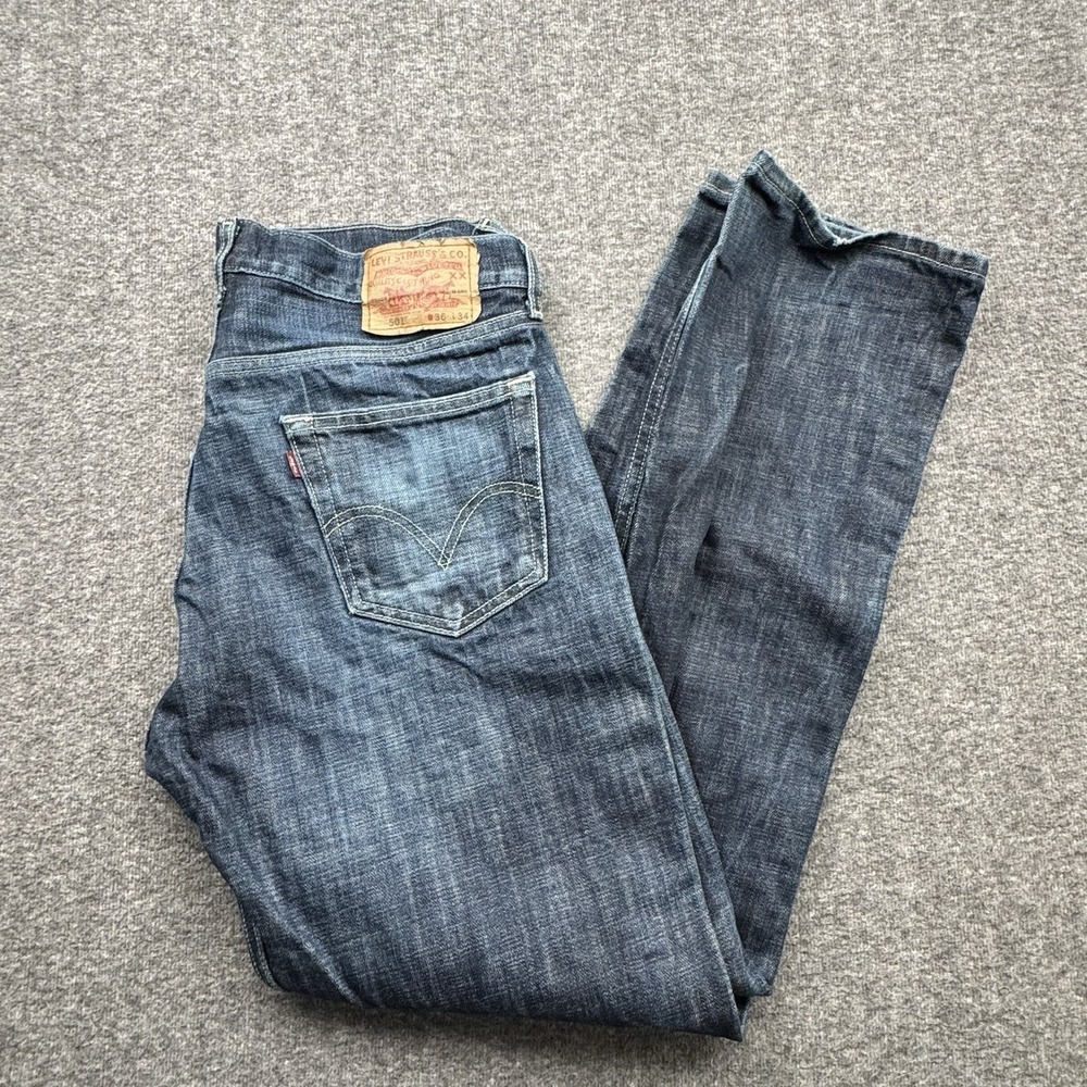Levi's 501XX Jeans Mens Sz 36x34 Fit 36x31 Button Fly Straight Distressed